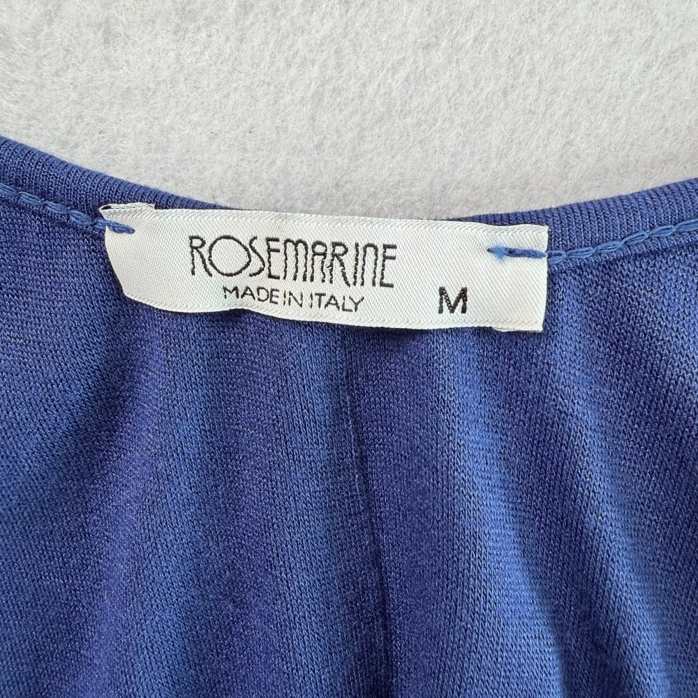 Rosemarine Italian Made Silk Blend Maxi Dress M Navy Boho Coastal Quiet Luxury - Picture 7 of 9
